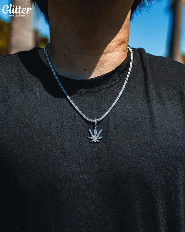 s925 Iced Out Weed Pendant