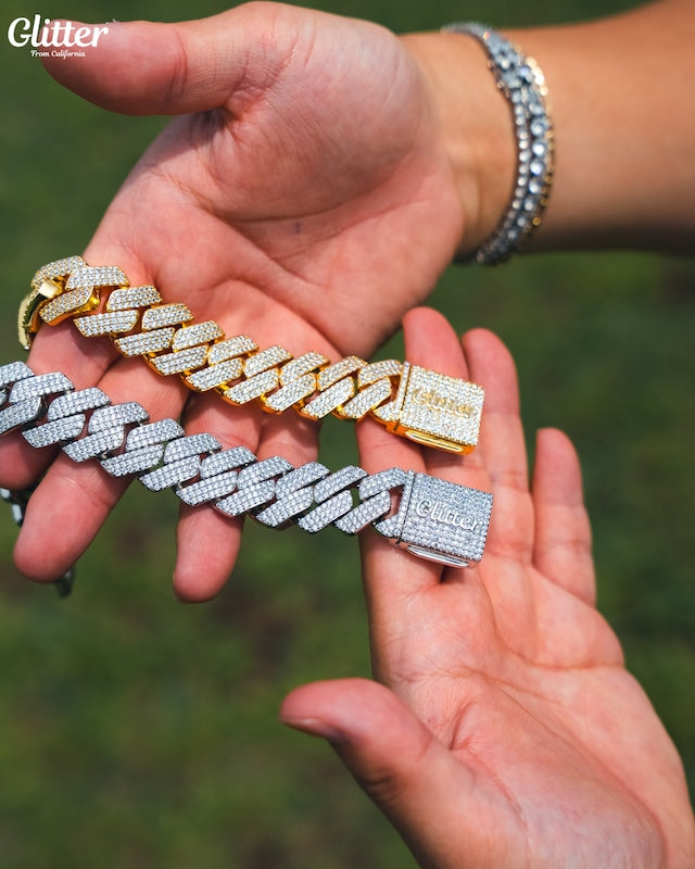 s925 Iced Out Prong Chain Bracelet 【19mm】