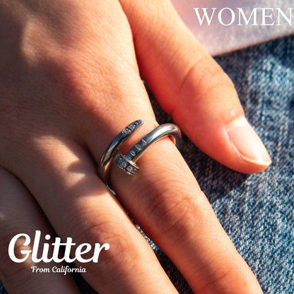 316L Zircon Nail Ring 【SILVER】