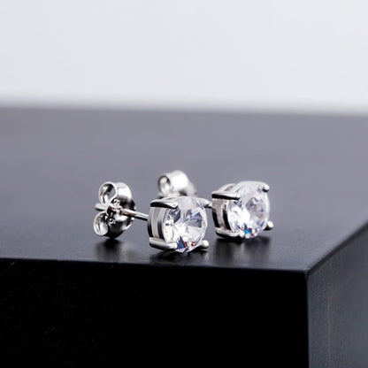 Round Cut Stud Earrings 6mm 【SILVER】