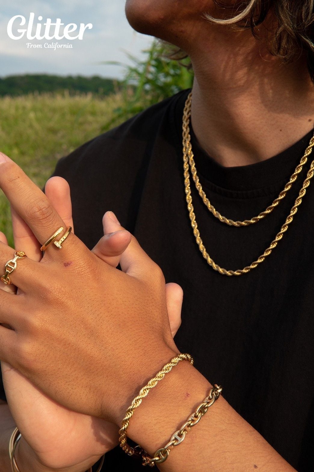 18kgp Diamond Cut Chain Bracelet 【5mm/GOLD】