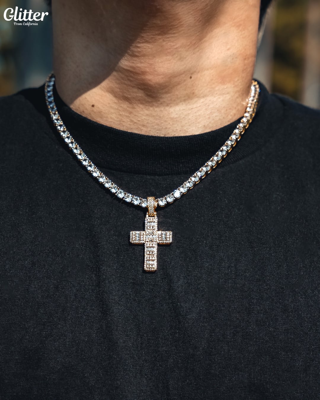 Iced Out Squared Cross Pendant 【GOLD /SILVER】
