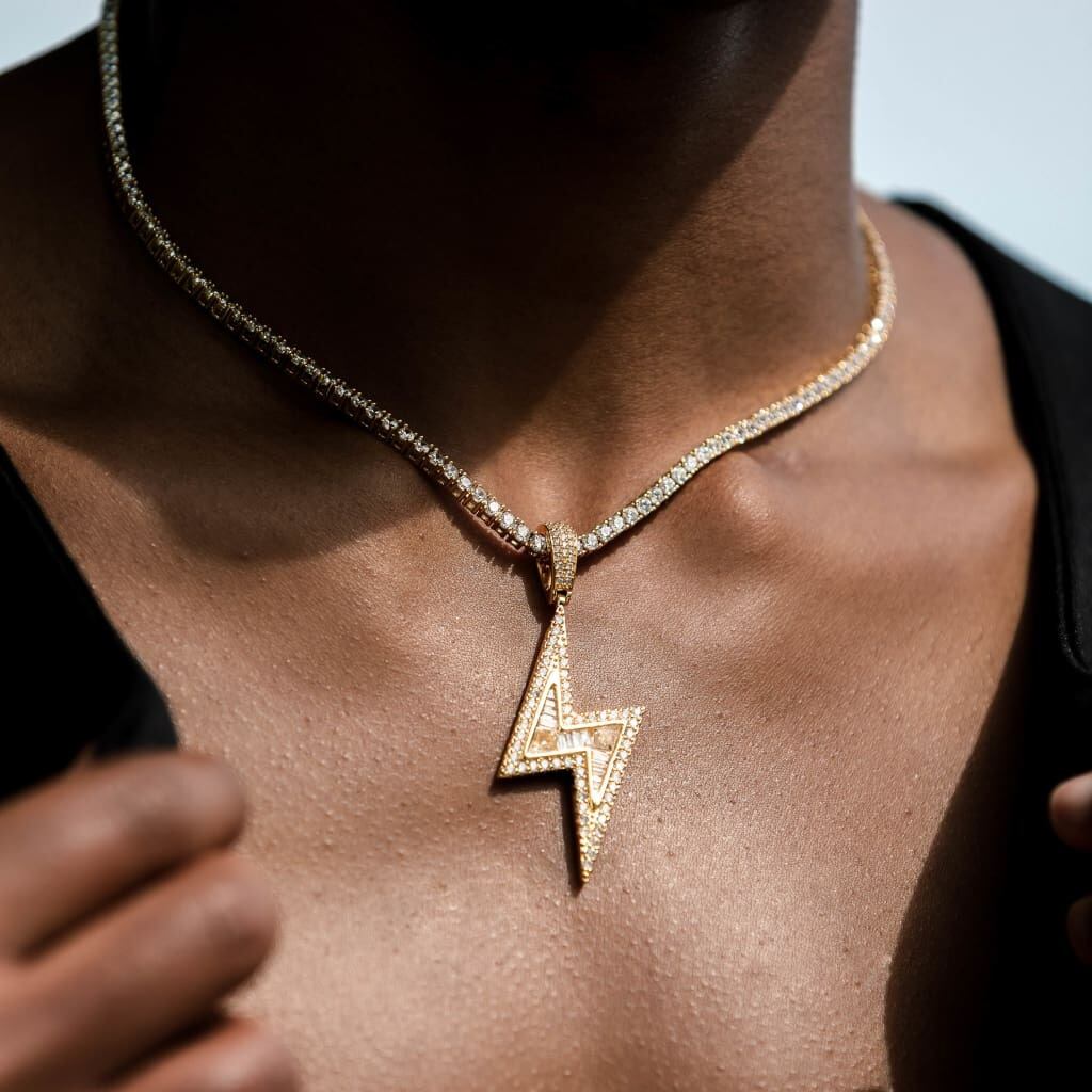 Baguette Diamond Lightning Necklace 【GOLD/SILVER】