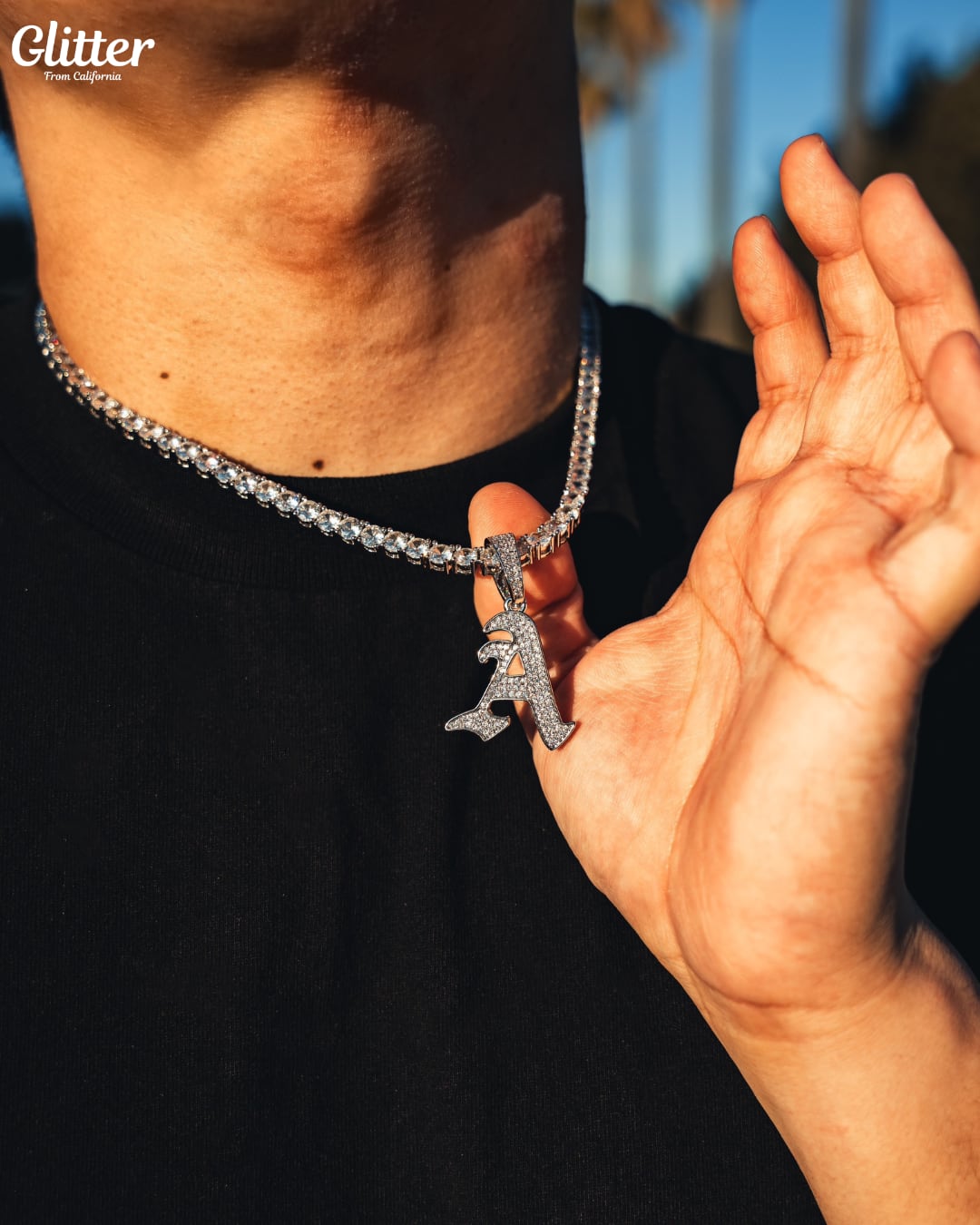 Iced Out Old English Letter Pendant