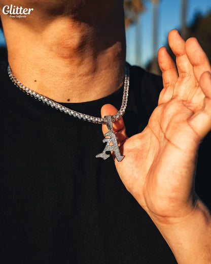 Iced Out Old English Letter Pendant