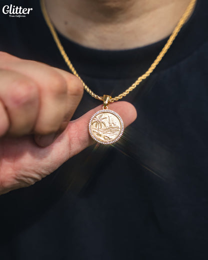 Iced Malibu Coin Pendant