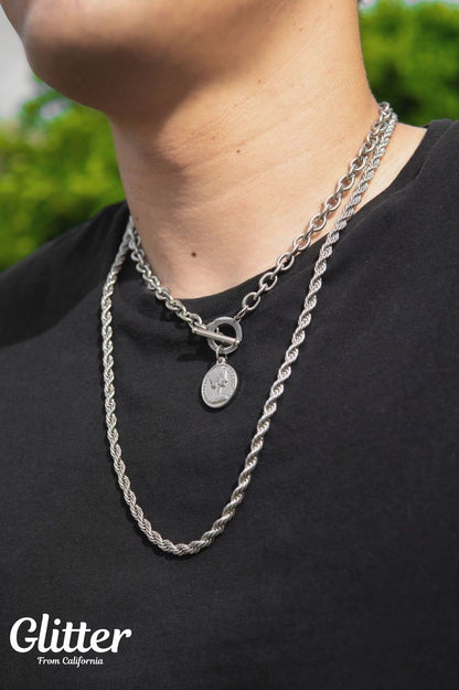 316L Coin Pendant Necklace 【SILVER】