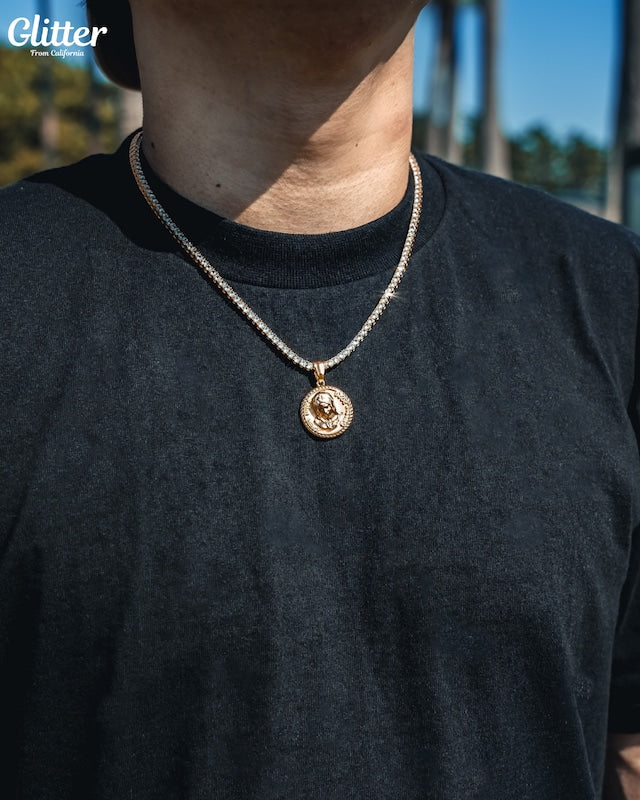 s925 Glitter Saint Mary Coin Pendant