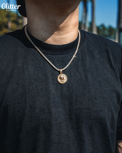 s925 Glitter Saint Mary Coin Pendant