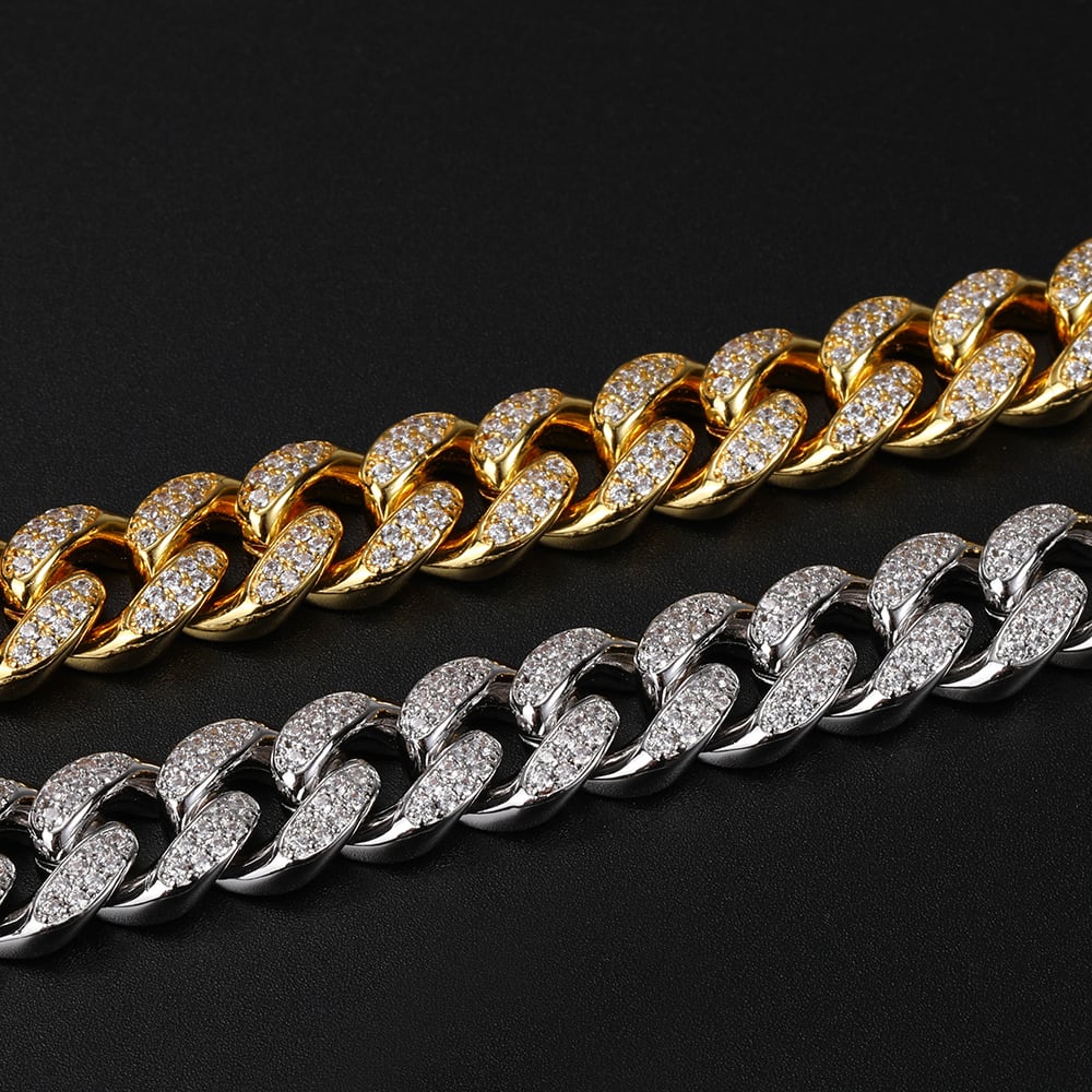 18kgp Iced Out Cuban Link Necklace 【12mm / GOLD】