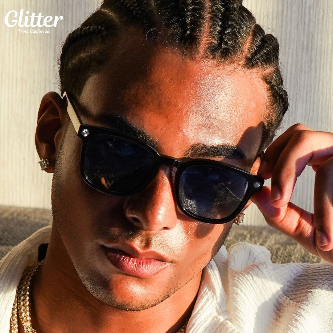 Moissanite Glitter Sunglasses 【BLACK/ LA BLUE】