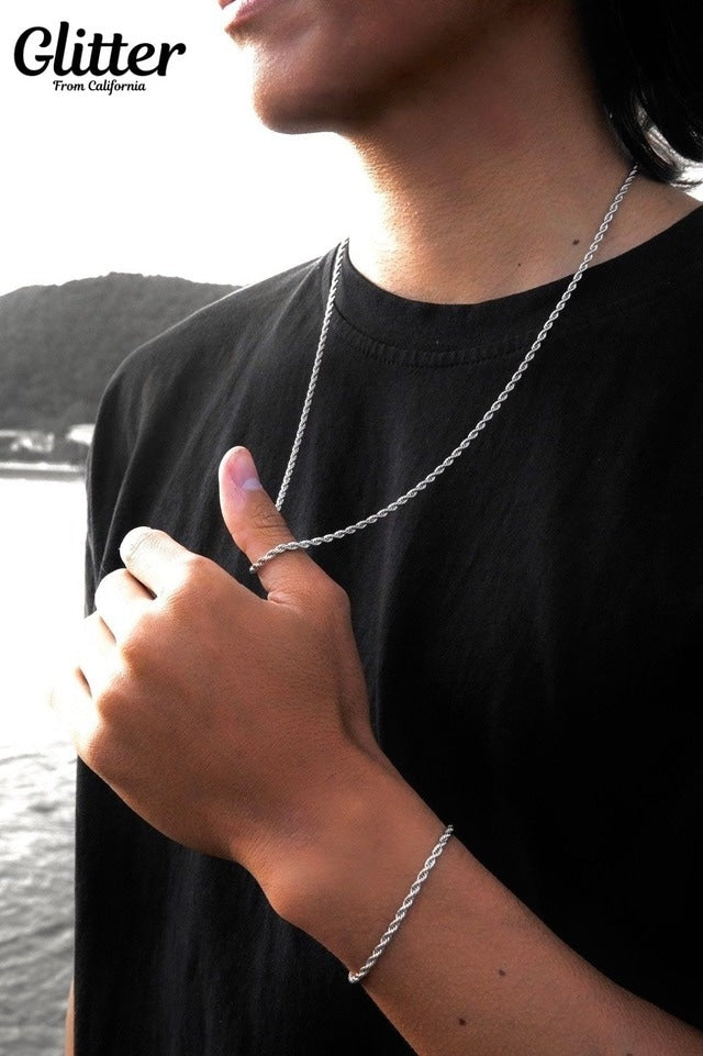s925 Diamond cut rope chain 【3mm】