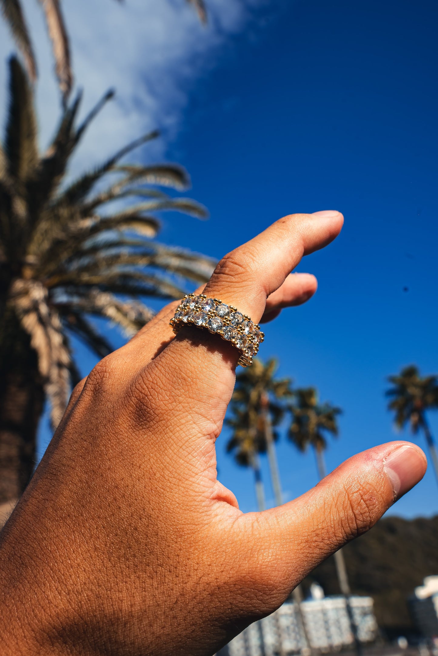 Double Layer Diamond Band Ring 【GOLD】