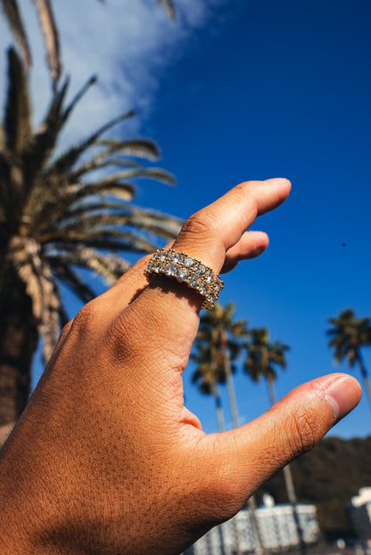 Double Layer Diamond Band Ring 【GOLD】