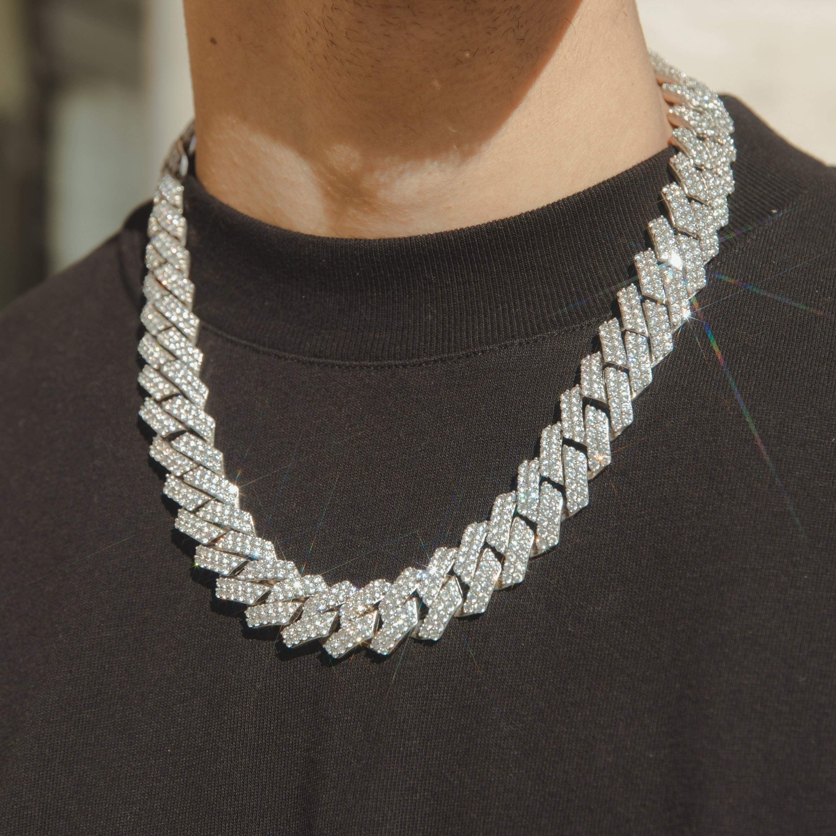Iced Out Prong Chain Necklace 【19mm】 – Glitter
