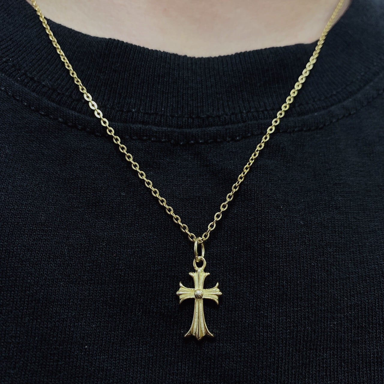 s925 Cross Necklace 【GOLD】