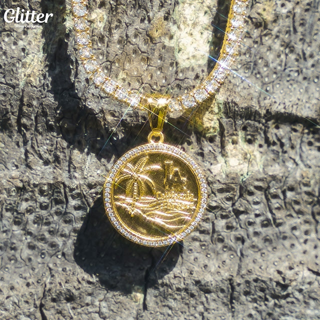 s925 Iced Malibu Coin Pendant