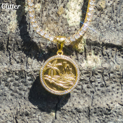 Iced Malibu Coin Pendant