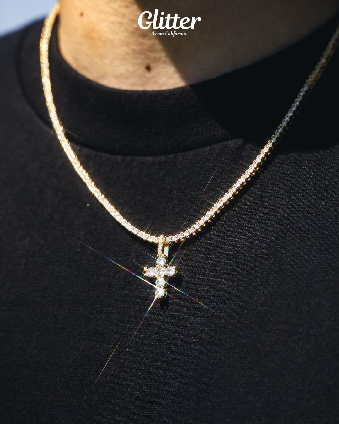s925 Micro Diamond Cross Pendant【Gold / Silver】
