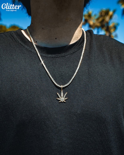 s925 Iced Out Weed Pendant