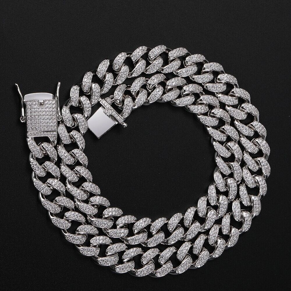 Iced Out Cuban Link Necklace 【12mm / SILVER】