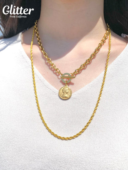 316L Coin Pendant Necklace 【GOLD】