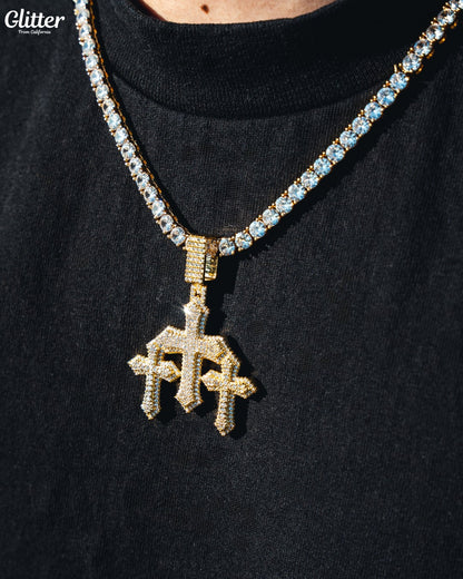 Iced Out Triple Cross Pendant 【GOLD /SILVER】