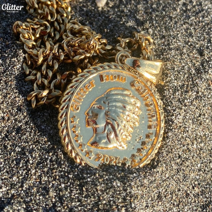 s925 Glitter Indian Coin Pendant