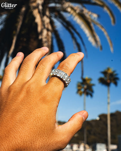 Double Layer Diamond Band Ring 【SILVER】