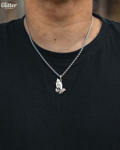 Iced Out Praying Hands Pendant